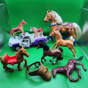 9 Horses & Breyer Pickup Truck Mixed Toy Lot 3-7 Inch